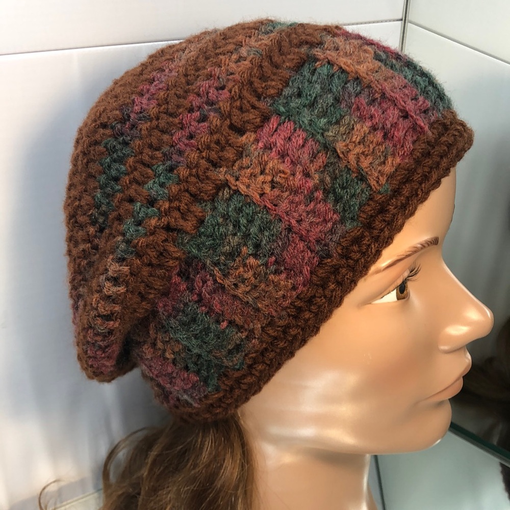 Slouchy hat winter hat boho handmade crochet #305